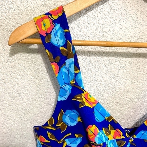 Tracy Reese- Blue & Orange Floral Print Dress - Picture 6 of 14